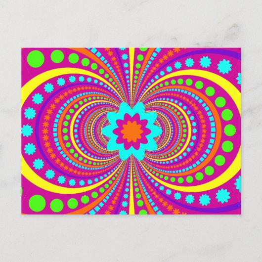 Fun Crazy Pattern Hot Pink Oranje Blauwgroen Briefkaart (Voorkant)