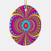 Fun Crazy Pattern Hot Pink Oranje Blauwgroen Keramisch Ornament (Rechts)