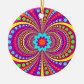 Fun Crazy Pattern Hot Pink Oranje Blauwgroen Keramisch Ornament (Voorkant)