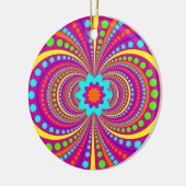 Fun Crazy Pattern Hot Pink Oranje Blauwgroen Keramisch Ornament (Links)