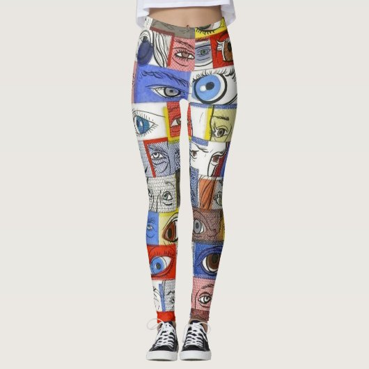 Fun Crazy Wild en Unique Eyeballen Tekeningen Leggings (Voorkant)