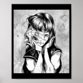 Fun Creepy Horror Manga Anime Woman Eyes Halloween Poster (Voorkant)