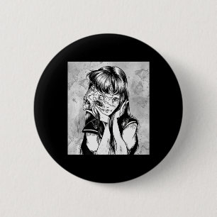 Fun Creepy Horror Manga Anime Woman Eyes Halloween Ronde Button 5,7 Cm