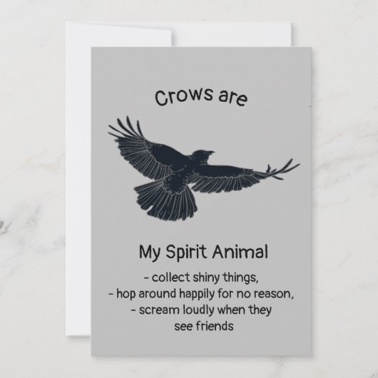 Fun Crows Bird Spirit Animal Humor Quote Totem Kaart (Voorkant)