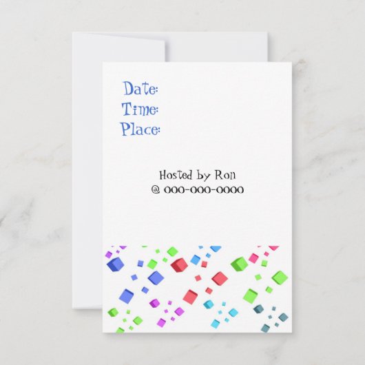 Fun Cubes Birthday Uitnodiging (Achterkant)