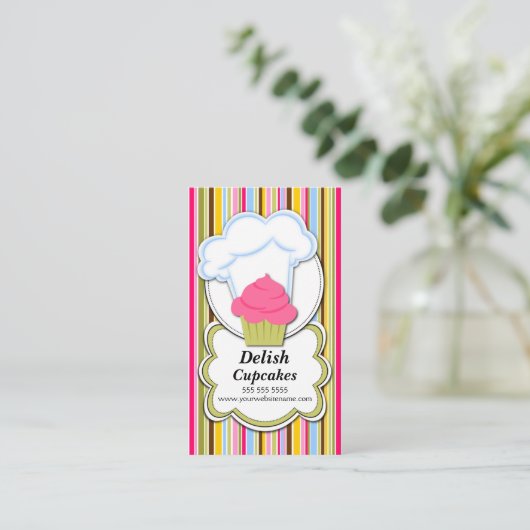 Fun Cupcake & Baker's Pet Visitekaartje (Staand voorkant)