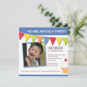 Fun Cupcake Birthday Party Invitation Kaart (Staand voorkant)