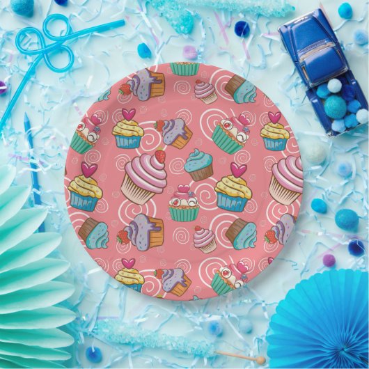 Fun Cupcake Design Round Paper-Bord Papieren Bordje (Feest)