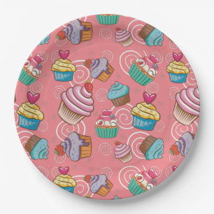 Fun Cupcake Design Round Paper-Bord Papieren Bordje