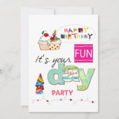 FUN Cupcake Gelukkige Verjaardag Uitnodiging  (Voorkant)