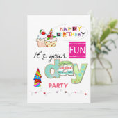 FUN Cupcake Gelukkige Verjaardag Uitnodiging  (Staand voorkant)