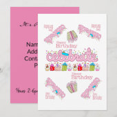 FUN Cupcake Happy Birthday uitnodiging (Voorkant / Achterkant)