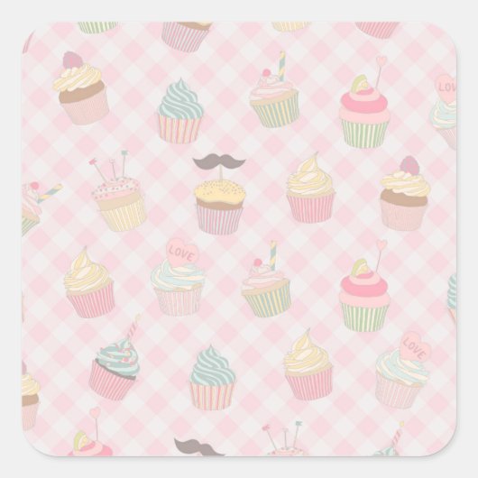 Fun Cupcakes Square Sticker (Voorkant)