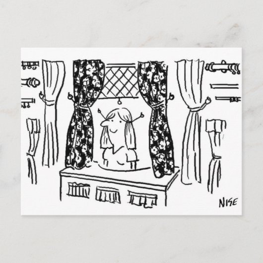 Fun Curtains & Fabrics Haberdashery Cartoon Briefkaart (Voorkant)