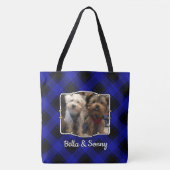 Fun Custom 2 Photo Lijst Blue & Black Pset Tote Bag (Voorkant)