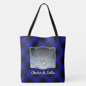 Fun Custom 2 Photo Lijst Blue & Black Pset Tote Bag (Achterkant)