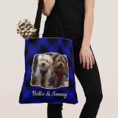 Fun Custom 2 Photo Lijst Blue & Black Pset Tote Bag (Dichtbij)