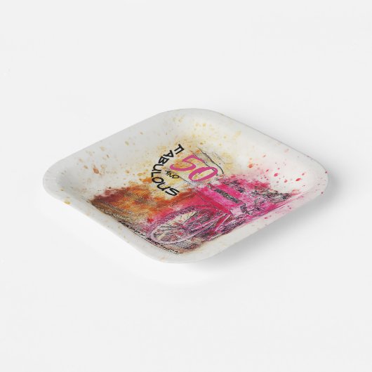 Fun Custom Aged Birthday  Girly Bicycle Papieren Bordje (Gebogen)