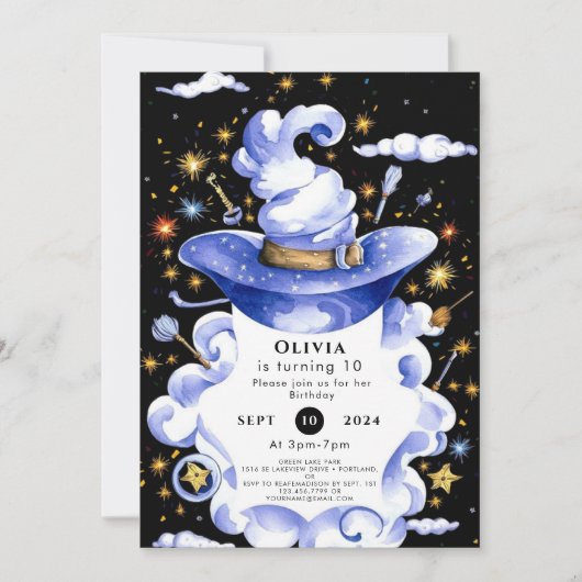 Fun Custom Broom Wizard Verjaardag Kaart (Voorkant)