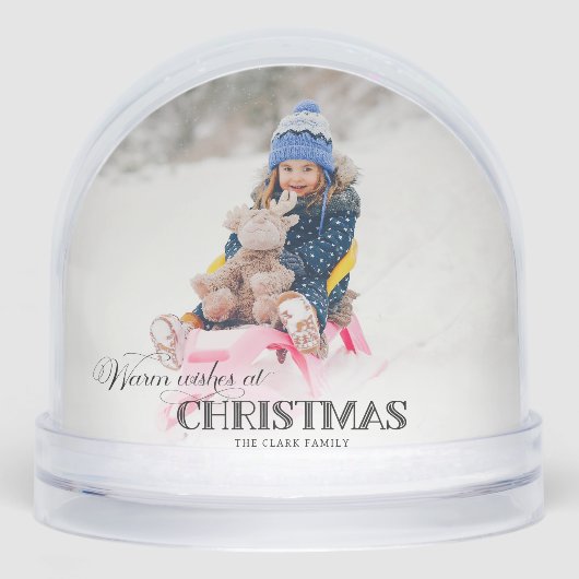 Fun Custom Christmas Typography Photo Snow Globe Sneeuwbol (Voorkant)