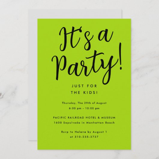 Fun Custom Colors Kind Party Kaart (Voorkant / Achterkant)