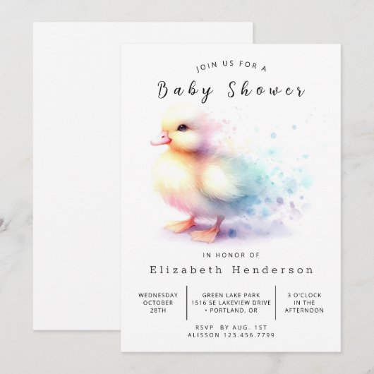 Fun Custom Duck Baby shower Kaart (Voorkant / Achterkant)
