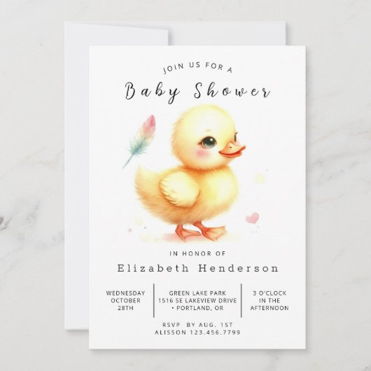 Fun Custom Duck Baby shower Kaart (Voorkant)