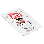 Fun Custom Face Photo Cute Snowman Merry kerst Magneet (Rechterzijde)