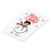 Fun Custom Face Photo Cute Snowman Merry kerst Magneet (Linkerzijde)
