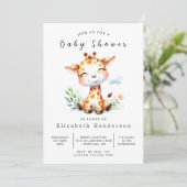 Fun Custom Giraffe Baby shower Kaart (Staand voorkant)