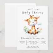 Fun Custom Giraffe Baby shower Kaart (Voorkant / Achterkant)