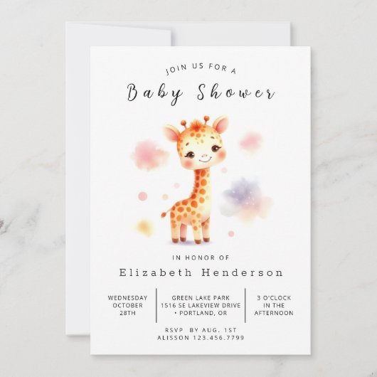 Fun Custom Giraffe Baby shower Kaart (Voorkant)