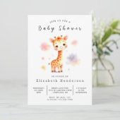 Fun Custom Giraffe Baby shower Kaart (Staand voorkant)