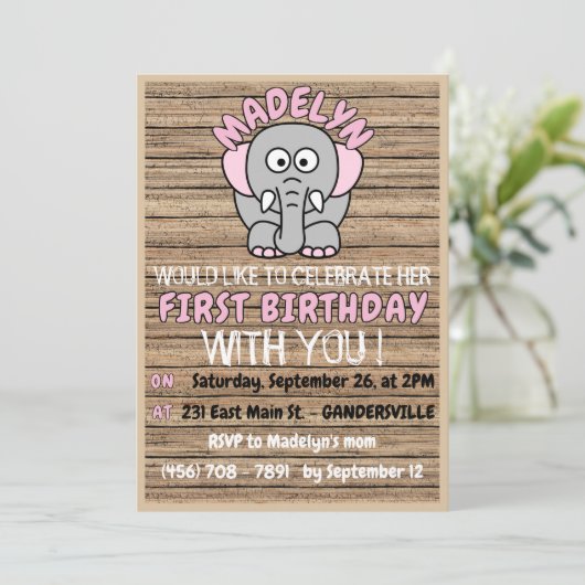 Fun Custom Girl's First Birthday Celebration Party Kaart (Staand voorkant)