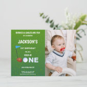 Fun Custom Golf Party Uitnodigen Kaart (Staand voorkant)