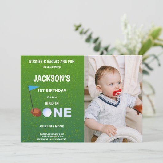 Fun Custom Golf Party Uitnodigen Kaart (Staand voorkant)