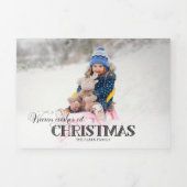 Fun Custom Kerstmis Typografie Foto Drieluik Wenskaart (Cover)