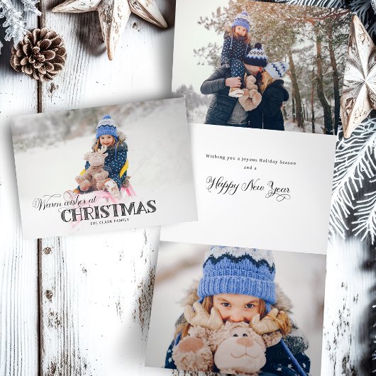 Fun Custom Kerstmis Typografie Foto Drieluik Wenskaart