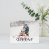 Fun Custom Kerstmis Typografie Foto Feestdagenkaart (Staand voorkant)