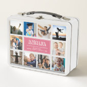 Fun Custom Kinder Name Family Photo Collage Pink (Voorkant)