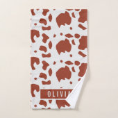 Fun Custom Name Ayrshire Koe Animal Print Patroon Bad Handdoek (Handdoek)