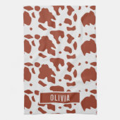Fun Custom Name Ayrshire Koe Animal Print Patroon Theedoek (Verticaal)