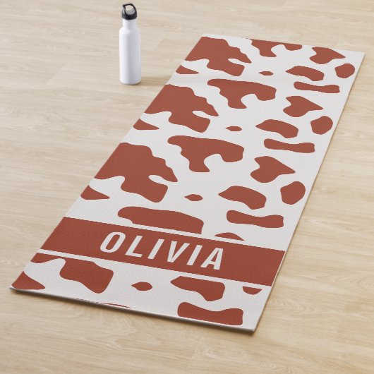 Fun Custom Name Ayrshire Koe Animal Print Patroon Yogamat (In situ)