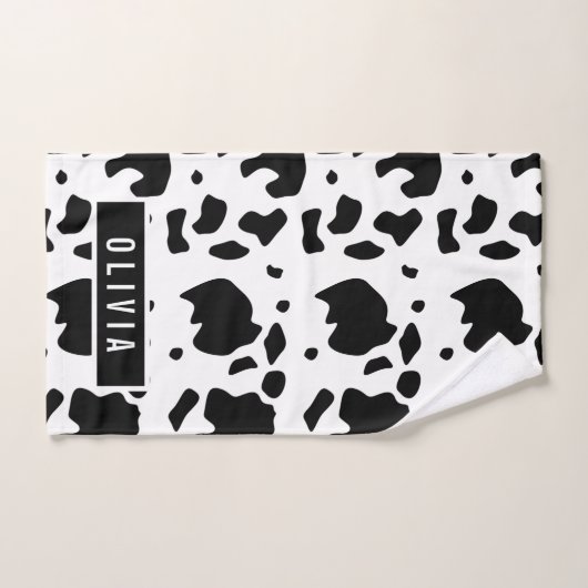 Fun Custom Name Holstein Koe Animal Print Patroon Bad Handdoek (Handdoek)