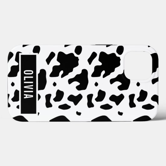 Fun Custom Name Holstein Koe Animal Print Patroon Case-Mate iPhone Case (Achterkant (horizontaal))