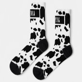 Fun Custom Name Holstein Koe Animal Print Patroon Sokken (Links)