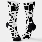 Fun Custom Name Holstein Koe Animal Print Patroon Sokken (Gebogen)