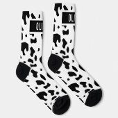 Fun Custom Name Holstein Koe Animal Print Patroon Sokken (Rechts)