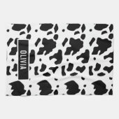 Fun Custom Name Holstein Koe Animal Print Patroon Theedoek (Horizontaal)