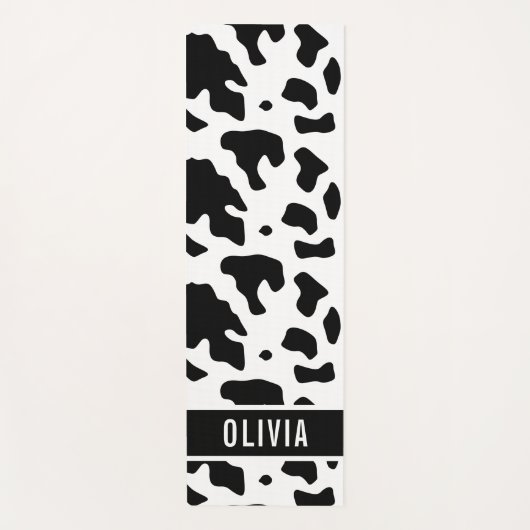 Fun Custom Name Holstein Koe Animal Print Patroon Yogamat (Voorkant)